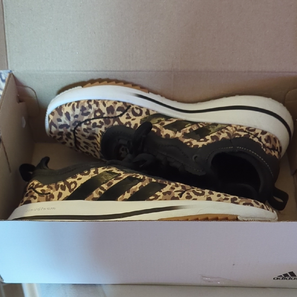 Adidas Women's Leopard Print Sneakers - Black and Tan